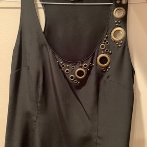Cynthia Steffe black satin top with metal detail